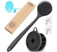 KROYWEN 2 in 1 spazzola per il corpo e massaggiatore per cuoio capelluto per capelli + spazzola per il bagno con manico lungo in silicone morbido + spazzola per il viso scrubber combinata, super