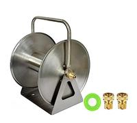 KRQDBCZ Avvolgitubo da Giardino in Acciaio Inox - Avvolgitubo da Parete/Portatile con Manovella - capacità Fino a 40M, Tubo da 3/4 Pollici - Perfetto per Cortile, Giardino, Fattoria e Patio