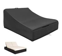 KRRRSJDJ Copertura Doppia Lettino Impermeabile,Copri Doppio Lettino Sdraio Antivento,Cover Doppio Lettino Prendisole da Giardino con Fune e Maniglia,420D Oxford (210 * 160 * 40/90cm,Nero)