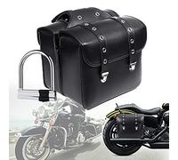 Krtopo 1 paio di borse laterali per moto, in pelle PU, impermeabile, borsa da sella per sedile posteriore, borsa da viaggio per attrezzi da viaggio, bagagli neri con serratura antifurto