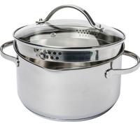 Krüger 101024A - Pentola in Acciaio Inox con beccuccio, Adatta all'induzione, Ø 24 cm