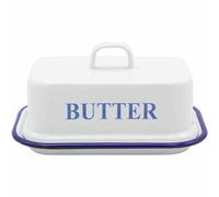 Krüger Burriera " Husum " Scatola Smaltata Stahlemaille Bianco Blu 17x12x9 CM