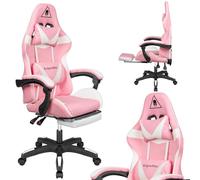 Krüger&Matz Guerriero Sedia da Gioco, Pelle PU PVC cloruro di polivinile, Bianco e Rosa, Jeden rozmiar