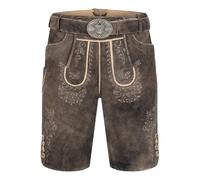 Krüger Pantaloni corti da uomo, in pelle, modello Ron con cintura, lunghezza al ginocchio, art. 969168-0-0007, marrone, 64