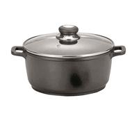 Krüger Pentola Carne " Delta " 16 CM Alluminio, Con Coperchio IN Vetro 1,3L Nero