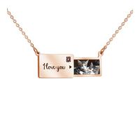 krui Ciondolo A Forma di Busta con Lettera d'Amore, Collana Personalizzata in Acciaio Inossidabile, Regalo Personalizzato con Ritratto di Animale Domestico (Or Rose,Image avec texte)