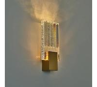 KRUIHAN Applique LED da Parete in Rame Dorato e Cristallo K9 - 3 Temperature Luce Senza Telecomando - Per Corridoio, Scala o Sopra il Divano - 1 Pezzo (Piccola 28x11 cm)