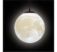 KRUIHAN Lampadario Luna Sospensione in PLA 3D,Lampada a Sospensione con Paralume Luna e Portalampada E27 per Camera da Letto,Soggiorno,Cameretta Bambino e Sala da Pranzo (Senza Lampadina,25cm)