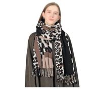 KRUIHAN Sciarpa Leopardato Donna con Frangia Elegante,Kaki Sciarpe e Stole Caldi Invernali in Cashmere Imitazione,Accessori Invernali Accoglienti,Regalo Donna Perfetti per Natale e Compleanni