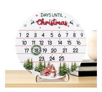 Krujecnt Countdown To Christmas - Ornamenti 'Avvento per 25 giorni, decorazione in legno, cartello per porta, calendario per feste, mensola da parete, mensola per interni, scrivania da tavolo