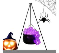 Krujecnt Decorazioni di Halloween all'aperto, grande calderone delle streghe su treppiede, Ciotole decorative per calderone portatile delle streghe, Robuste decorazioni di Halloween per patio esterno,
