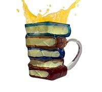 Krujecnt Divertente tazza da caffè | Retro 3D colorato libro design bicchieri di per birra | Forniture da cucina, comoda presa birra tazze da bere per gli amanti dei libri bibliotecari lettori