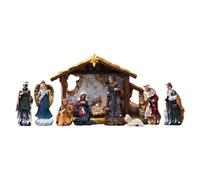 Krujecnt Set Presepe Natale 12 Pezzi, Resina Sacra Famiglia Decorazioni Da Tavolo, Decorazioni Statua Presepe Cattolico Cristiano Mangiatoia Ornamento Festivo Per Famiglie Caminetto Casa Mostra