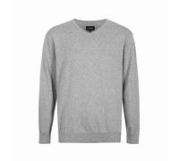 Krumba Uomo Cotone Oversize Scollo a V. Classico Pull-On Maglione 5XL Grigio