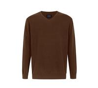 Krumba Uomo Cotone Oversize Scollo a V. Classico Pull-On Maglione Chocolate 7XL