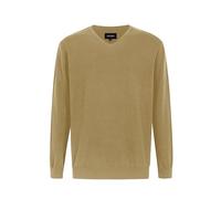 Krumba Uomo Cotone Oversize Scollo a V. Classico Pull-On Maglione Tan 4XL