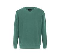 Krumba Uomo Cotone Oversize Scollo a V. Classico Pull-On Maglione Teal 2XL