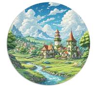 Krumlov Town 1000 Pieces Jigsaws Stress Reliever Difficult Challenge for Adults Kids Unique Challenge Games Magical Round Family Game Gifts And Gifts 1000pcs (67.5x67.5cm)