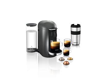 Krups Nespresso - Macchina da caffè Vertuo Plus Serbatoio dell'acqua da 1,7 l. Titanio/acciaio inox.