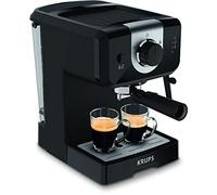 Krups Opio XP320810 - Caffettiera 15 bar di pressione, scaldavivande e montalatte, controllo girevole, nero/argento