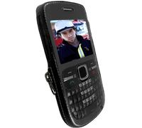 Krusell Classic Case Cover In Vera Pelle Nero Per Nokia C3 C3-00 Con Clip