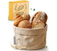 KRUSTENZAUBER Cestino per il pane moderno in 100% cotone, lavabile per pane e panini, diametro 20 cm, per la conservazione del pane, colazione, cucina e tavolo da pranzo, pratico ed elegante