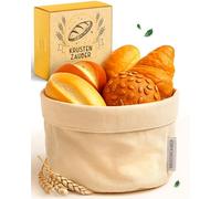 KRUSTENZAUBER Cestino per il pane moderno in 100% cotone, lavabile per pane e panini, diametro 20 cm, per la conservazione del pane, colazione, cucina e tavolo da pranzo, pratico ed elegante