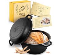 KRUSTENZAUBER Pentola in ghisa con coperchio - 26 cm Dutch Oven come teglia in ghisa o pentola per pane - Cast Iron Pot come pentola di alta qualità con ricette