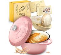 KRUSTENZAUBER Pentola in ghisa smaltata con cestino per la lievitazione - 26 cm pentola smaltata in velluto accessori - ideale come pentola per pane, pane, pane con coperchio, pentola in ghisa per il