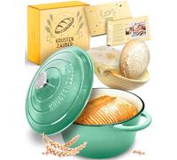 KRUSTENZAUBER Pentola per il Pane Con Cestino per Lievitazione - Smaltata di Alta Qualità 26 cm - Ideale in Ghisa per Cottura, Accessori