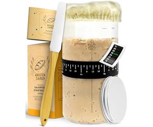 KRUSTENZAUBER Set di Avvio per Lievito Madre - 1000ml di Vaso per Fermentazione con Spatola e Termometro - Accessori per Panificazione, Vaso per Lievito Madre, Fermentazione, Kit per Lievito Madre
