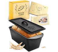 KRUSTENZAUBER Stampo in ghisa con coperchio - Stampo rettangolare robusto da 28 cm - ideale come pane e padella in ghisa, accessori da cucina