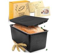 KRUSTENZAUBER Stampo per pane con coperchio - Stampo per pane in acciaio al carbonio per una perfetta distribuzione del calore fino a 260 °C, ideale per lievito e pane, antiaderente per crosta e forma
