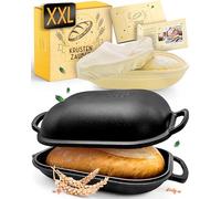 KRUSTENZAUBER Stampo per pane da 40 cm con coperchio in ghisa con cestello per lievitazione - Robusta pentola in ghisa - ideale per pane fatto in casa, pentola in ghisa, cast iron pot