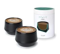KRUVE Imagine - Tazza da latte in porcellana, a doppia parete, set da due, 250 ml, colore: nero