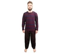 Kruxader, Ensemble cochon d'hiver pour Hommes et Femmes, Pyjama en Polaire chaude (Rayure Bordeaux, S)