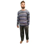 Kruxader, Ensemble Pigiama d'hiver pour Hommes en droit, style Loungewear Pjs Warm Fleece (Righe Grigie, S)