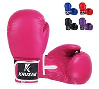 Kruzak Guantoni da boxe tinta unita per allenamento, sparring, kickboxing, muay thai e combattimento, rosa, 453,6 g