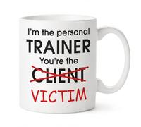 Kruzroyal Divertente tazza per personal trainer - Tazza da caffè con scherzo sulla vittima del cliente, regalo per allenatore di fitness PT per uomini donne istruttori di palestra, tazza in ceramica