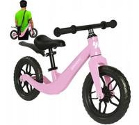 KRUZZEL Bicicletta girello rosa per bambini dai 2 anni in su, ultraleggera Balance Bike con telaio in magnesio, pneumatici Eva da 12 pollici, tracolla - perfetta per le ragazze
