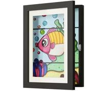KRUZZEL Cornice portafoto da riempire, disegni per bambini, formato A4, 33 x 24 cm, per più immagini con chiusura magnetica, per bambini, presentazione di opere d'arte, colore nero 25419