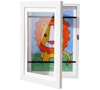 KRUZZEL Cornice portafoto da riempire, disegni per bambini, formato A4, 33 x 24 cm, per più immagini con chiusura magnetica, per bambini, presentazione di opere d'arte, bianco 25418