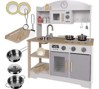 Kruzzel Cucina Giocattolo in legno Cucina moderna per bambini con pentole e accessori Cucina Gioco Chef alta 85 cm., Bianco