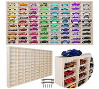 KRUZZEL - Scaffale in legno per auto giocattolo 80 scomparti - Mensola da parete per cameretta dei bambini - Impilabile e personalizzabile - Vetrina da collezione in legno - Cassetta in legno per la