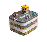 KRUZZEL Scatola portaoggetti con coperchio, 2 ripiani, 15 l, con coperchio, per Lego, trasparente, impilabile, 25756