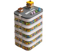 KRUZZEL Scatola portaoggetti con coperchio a 5 livelli, 35 l, con coperchio per Lego trasparente, la scatola non contiene blocchi, scatole impilabili in modo sicuro, impilabile 25759