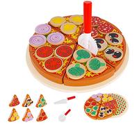 KRUZZEL Set pizza accessori in legno per cucina bambini e negozi inclusi tagliere e tagliapizza 27 pezzi 22471