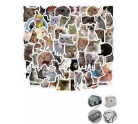 KRVNTH Adesivi Gatto Meme Pack 200pz Sticker Impermeabili Resistente ai Graffi per Laptop Portatile Auto Bici Skate, Design Virale per Personalizzare Custodia