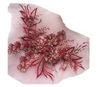 KRXSOBNV, Abito da Sposa a Fiori, Applique, Tessuto in Pizzo, Cuciture Ricamate for la Decorazione Fai da Te del Vestito ,Appliques per Il Cucito(Wine Red)