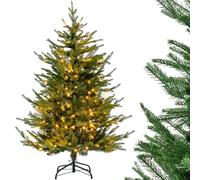 KRXSOBNV, Alberi di Natale artificiali incernierati con luci LED bianche calde, 8 modalità illuminazione, punte for rami in PE e PVC, decorazioni natalizie for l'home office,albero di natale(6FT)